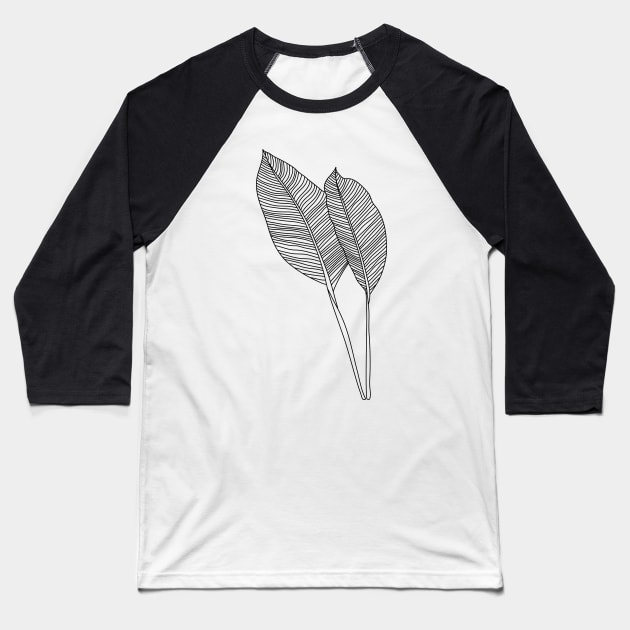 Simple Leaf Design Baseball T-Shirt by MinimalLineARt